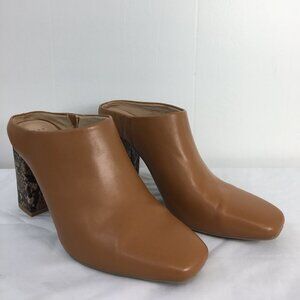 A New Day Chunky Snake Print Heel Brown Mules Size 11 GREAT Condition